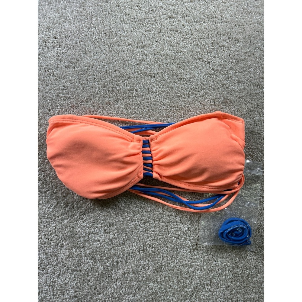 Arizona Jeans Women's Swimwear Bikini Top‎ Small Orange Nylon Spandex